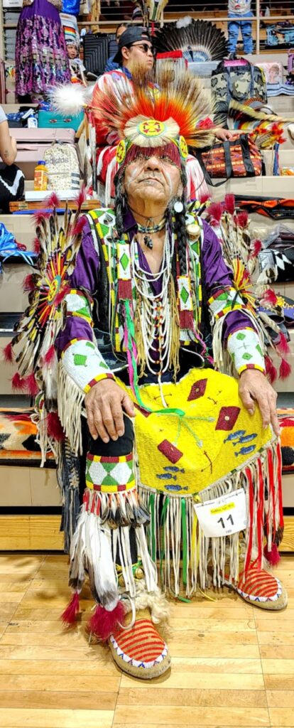Jamie, an elder in Regalia, Two Cultures - One Community Powwow, Pendleton 2026.